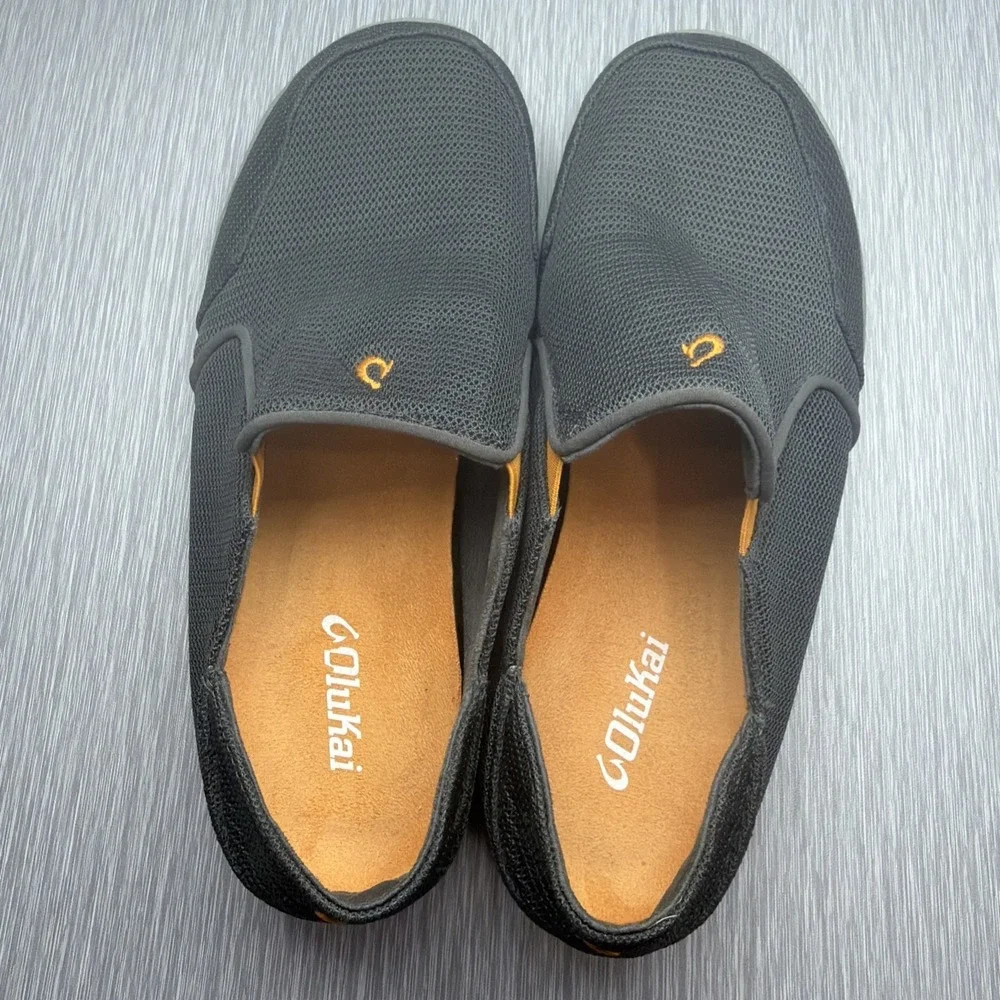 Olukai Nohea Mesh Slip‎ On Shoes Men's 9.5 Gray Casual Comfort Loafers